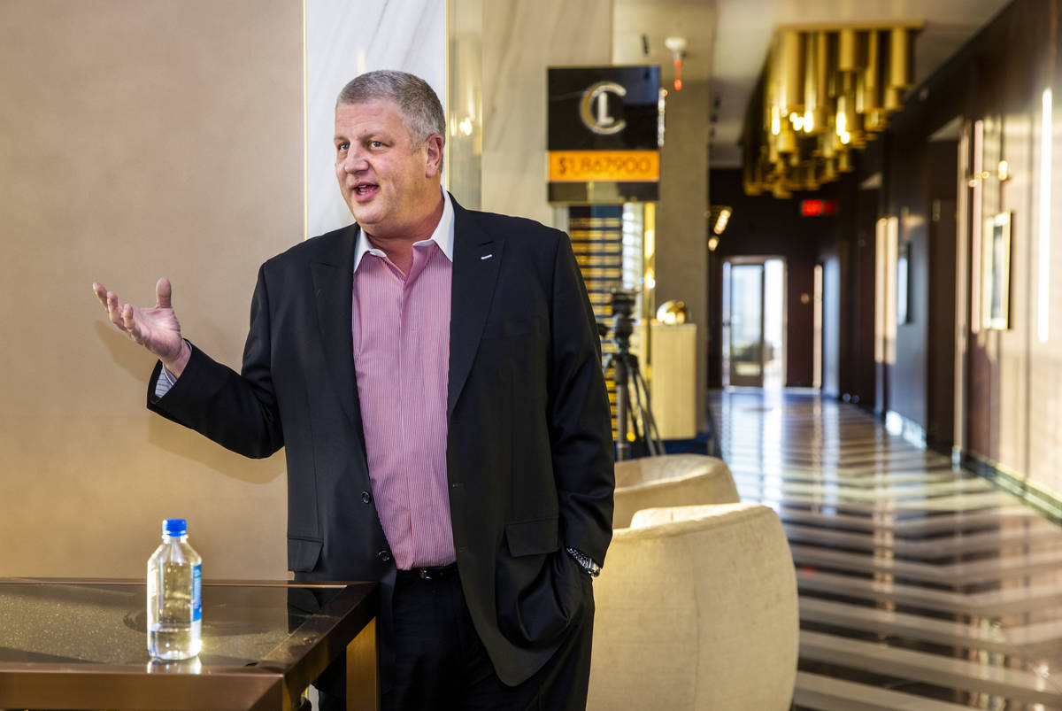 Circa casino owner Derek Stevens gives a tour of his new Legacy Club atop the Circa on Tuesday, ...