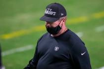 Raiders head coach Jon Gruden leaves the field after his team lost an NFL football game to the ...
