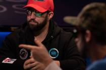 Chip leader Joseph Hebert, left, at the final table of the U.S. portion of the World Series of ...