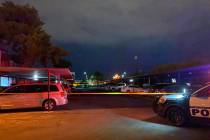 Las Vegas police were investigating a shooting at an apartment complex on Brush Street, near We ...
