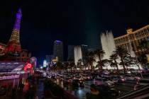 Heavy traffic moves through the Strip on Las Vegas Blvd., Friday, Nov. 27, 2020, in Las Vegas. ...