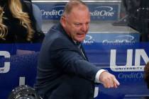 Vegas Golden Knights head coach Gerard Gallant is seen during the third period of an NHL hockey ...