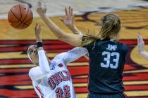 UNLV forward Tianna Carter (22), shown last month, had one of the Lady Rebels' six steals Satur ...