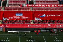 A view of the field at Sam Boyd Stadium as the New Mexico Lobos prepare for a home football gam ...