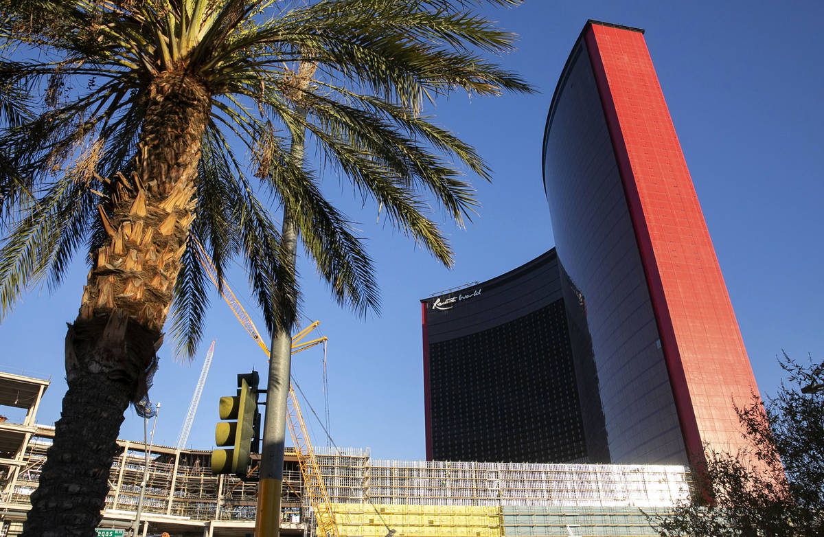 The Resorts World construction site photographed, on Monday, Aug. 31, 2020, in Las Vegas. (Bizu ...