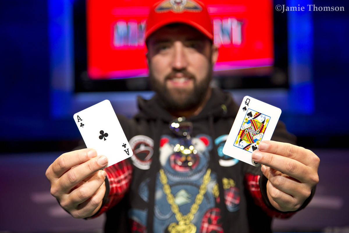 Joseph Hebert after winning the U.S. portion of the World Series of Poker Main Event on Monday, ...