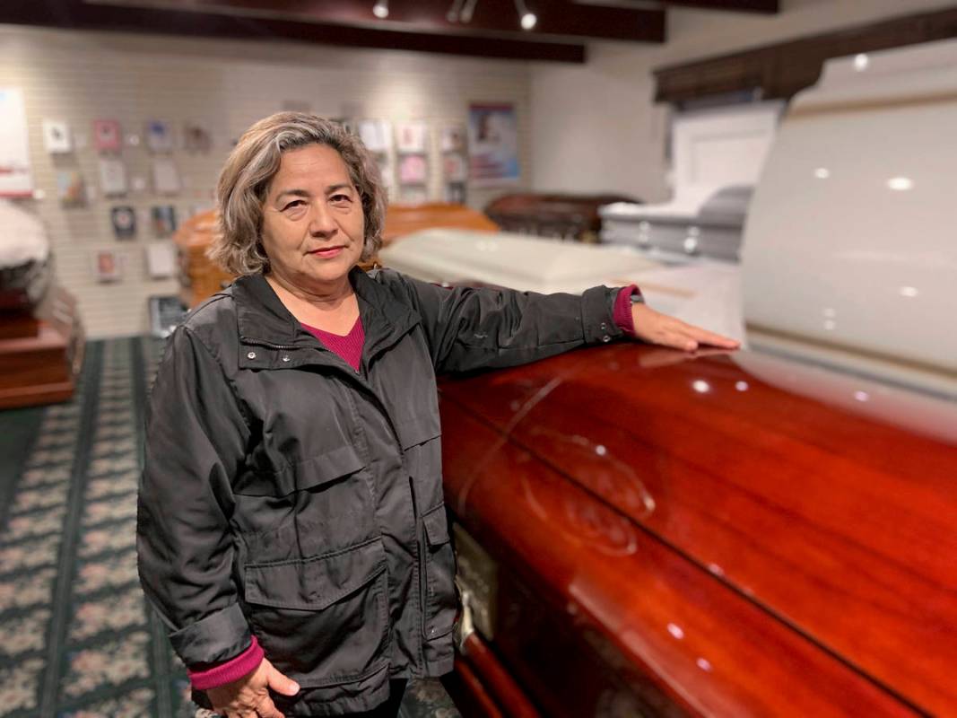 Magda Maldonado, owner of Continental Funeral Home in Los Angeles, poses in her mortuary on Dec ...