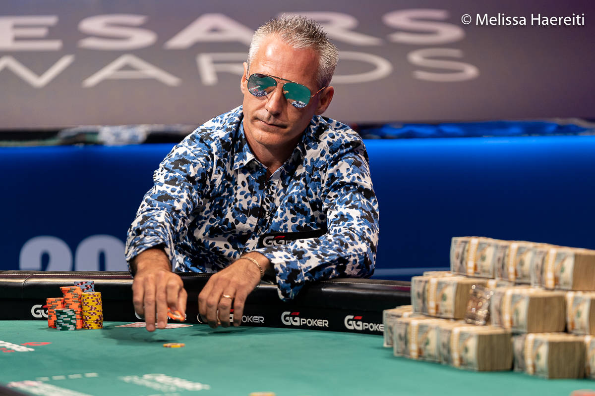 Damian Salas plays for the World Series of Poker Main Event title Sunday, Jan. 3, 2021, at the ...