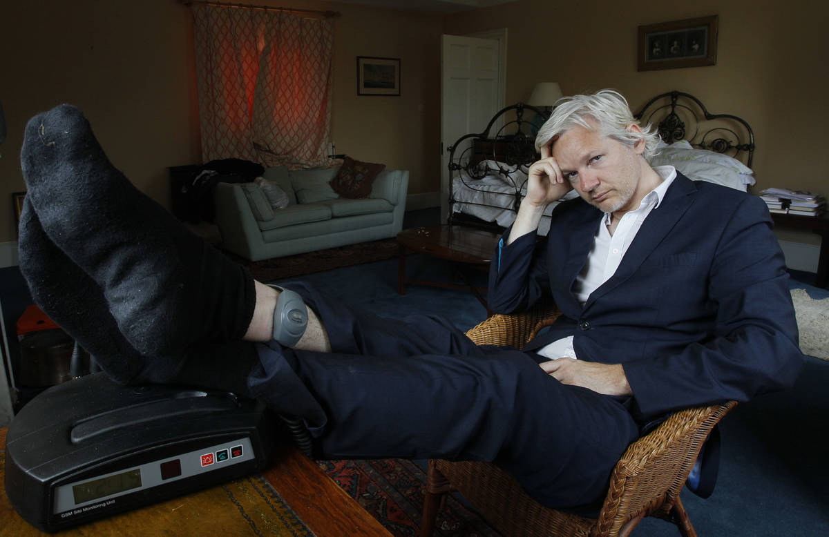 In this Wednesday, June 15, 2011, file photo, WikiLeaks founder Julian Assange is seen with his ...