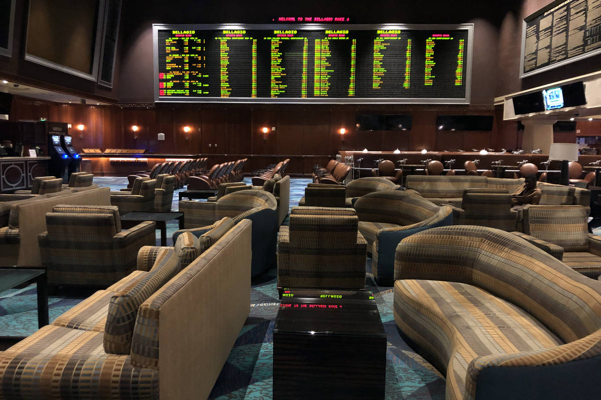 The sportsbook sits vacant within the Bellagio on Tuesday, March 16, 2020 in Las Vegas. (L.E. B ...