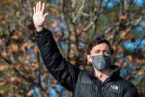 Georgia Democratic Senate candidate Jon Ossoff waves to the crowd during a campaign rally in Au ...