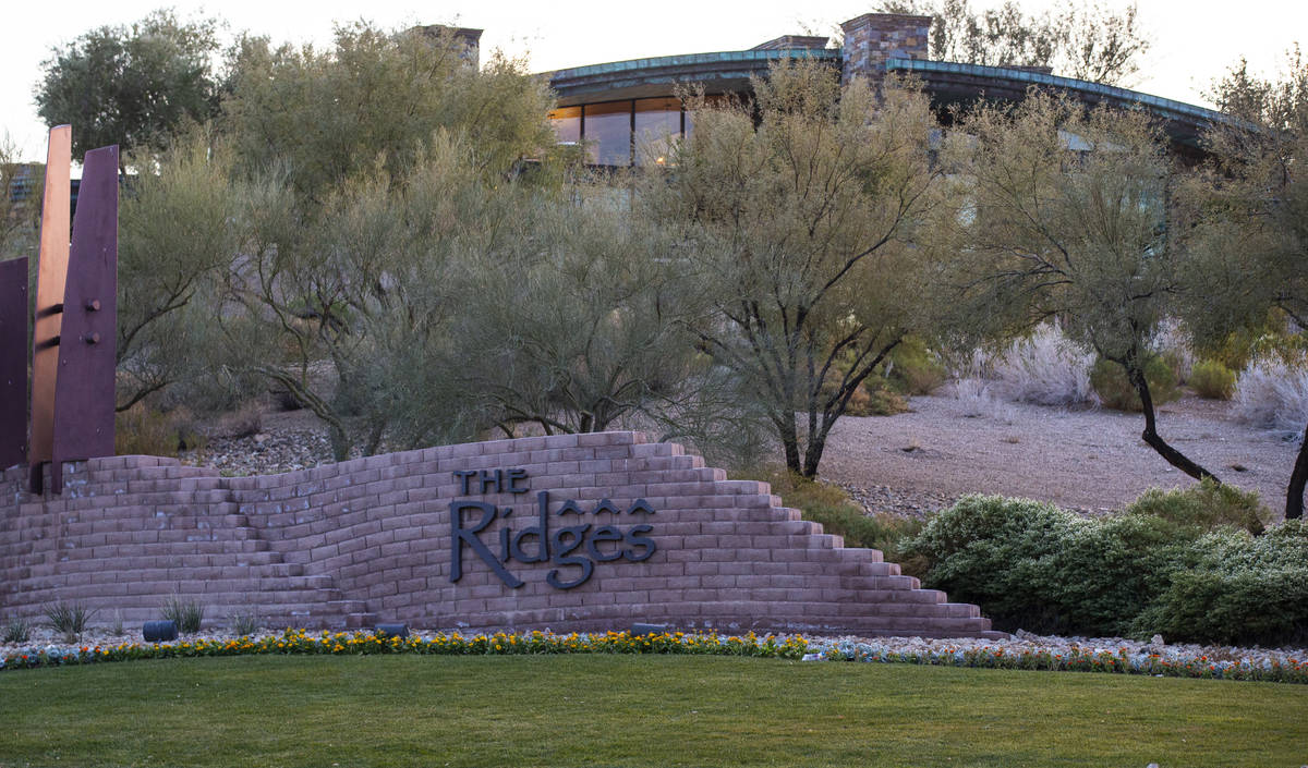 A sign for The Ridges, a luxury community in Summerlin in Las Vegas on Saturday, Jan. 2, 2021. ...