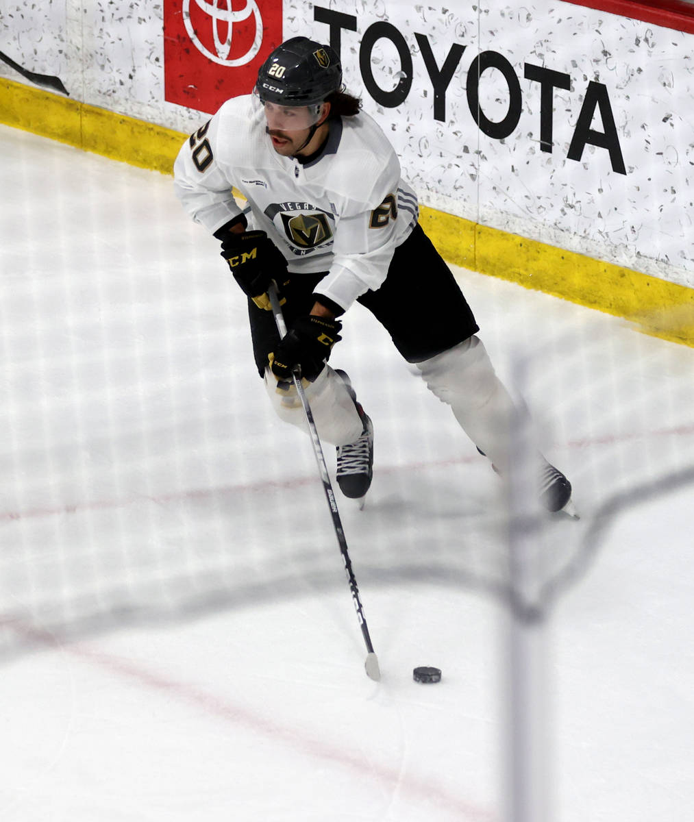 Golden Knights forward Chandler Stephenson (20) on the first day of training camp at City Natio ...
