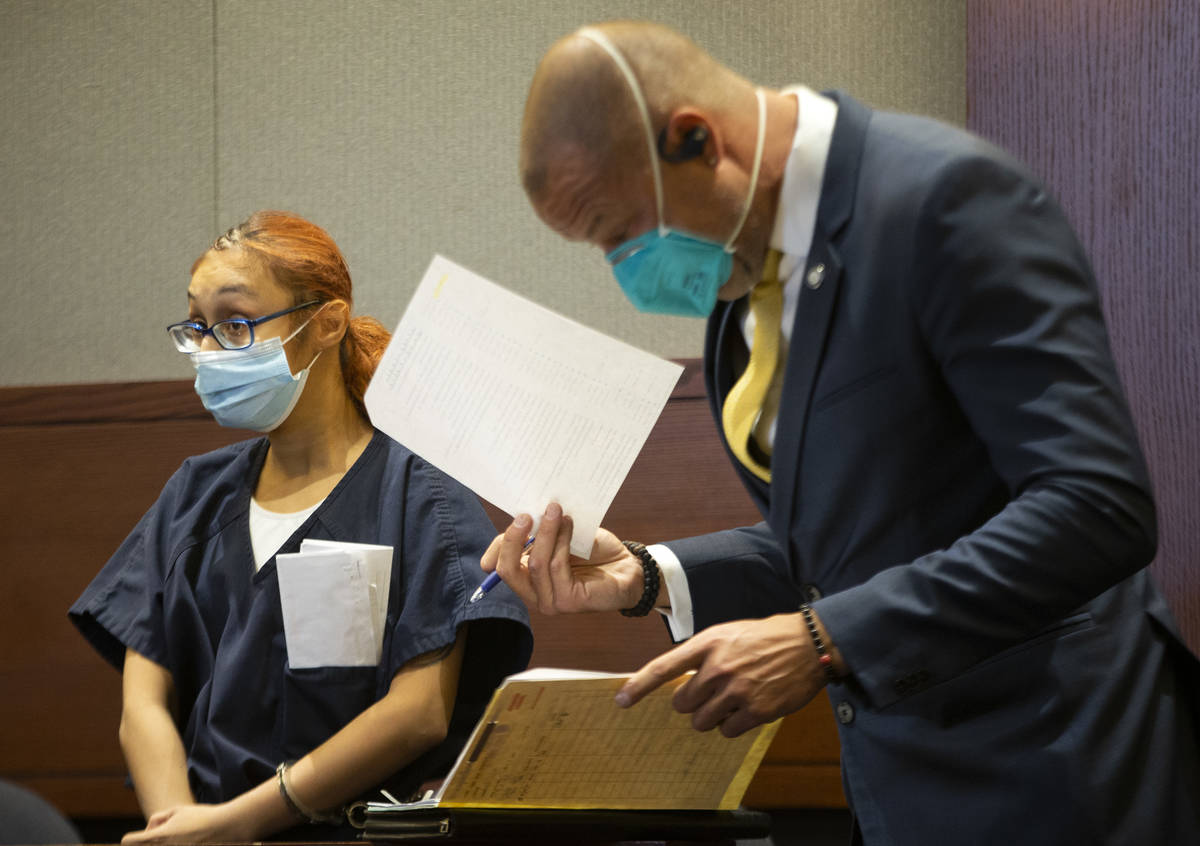 Jasmin Vargas appears at a court hearing next to her attorney, David Fischer, at the Regional J ...