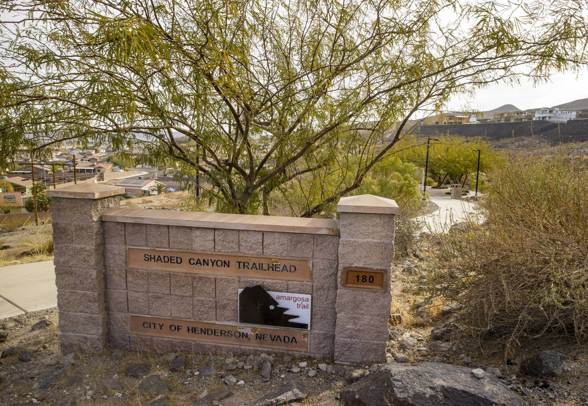 Marker for the Shaded Canyon Trailhead and Amargosa Trail off Shaded Canyon Drive near where Ja ...