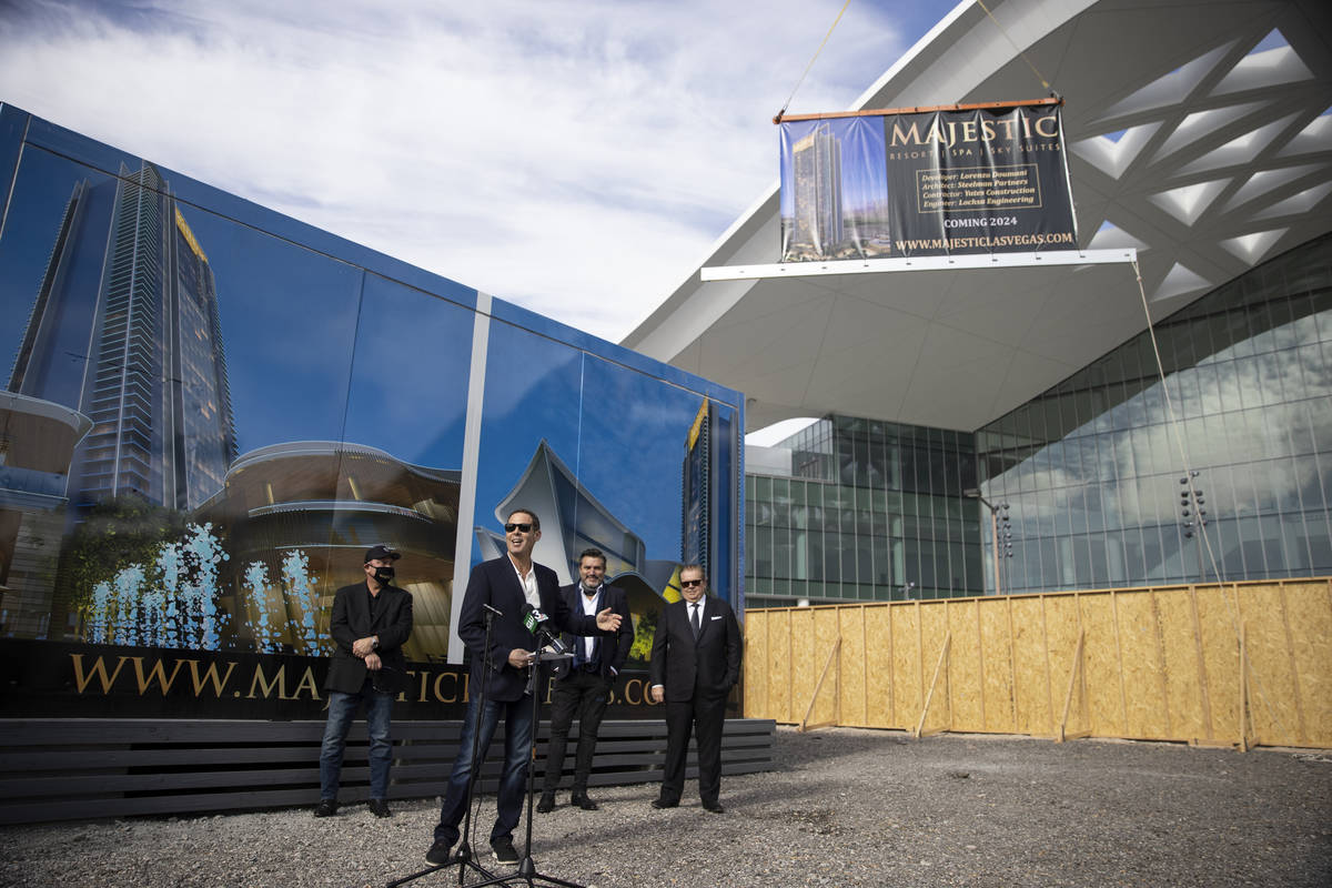 Developer Lorenzo Doumani speaks during a press conference regarding the Majestic Las Vegas res ...