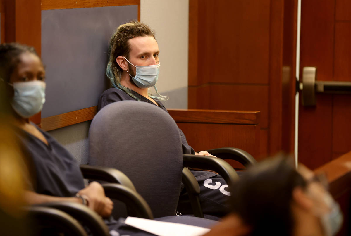 Jayden Hughes waits to appear in court at the Regional Justice Center in Las Vegas Wednesday, J ...