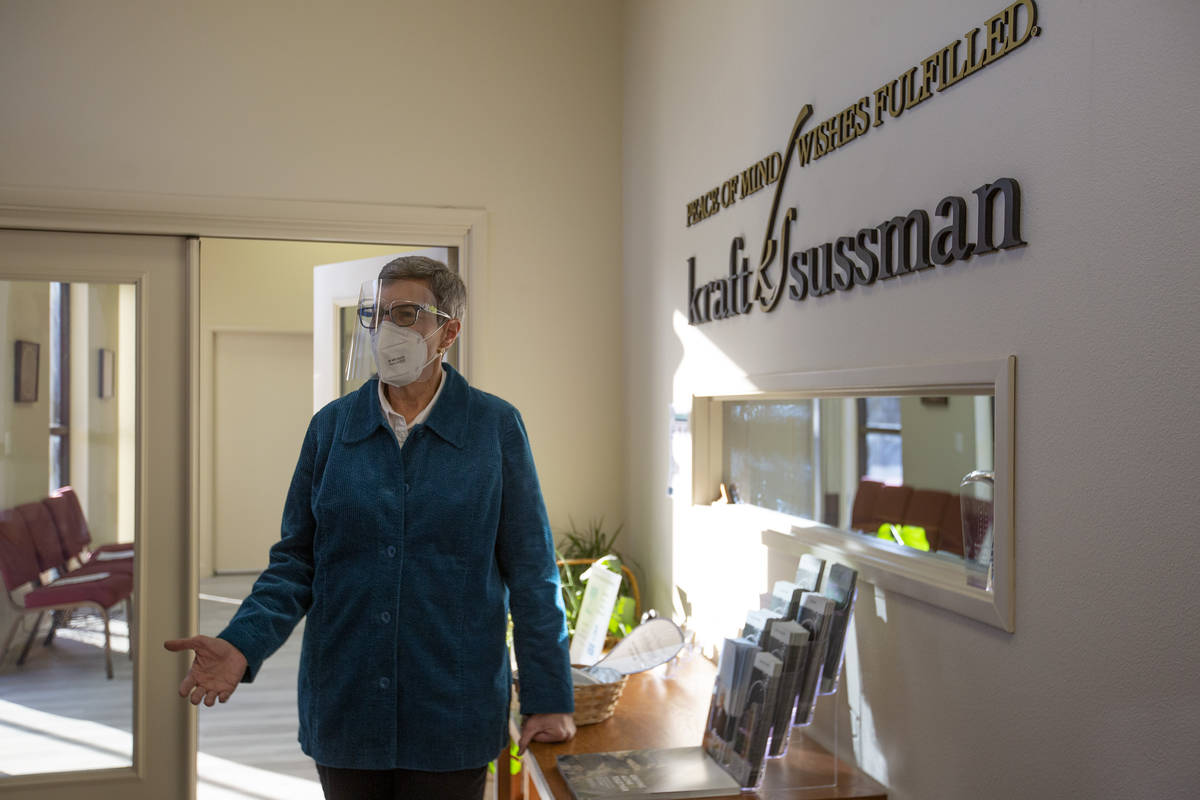Funeral director Laura Sussman describes on Tuesday, Jan. 5, 2021, how Kraft-Sussman Funeral an ...