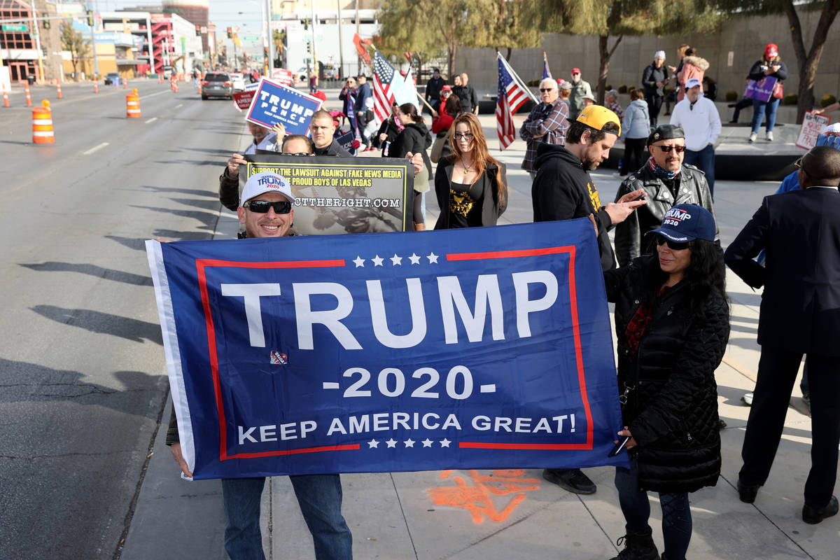 Trump supporters rally peacefully outside US courthouse in Las Vegas
