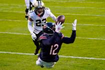 Chicago Bears wide receiver Allen Robinson (12) makes a catch for a touchdown in front of New O ...