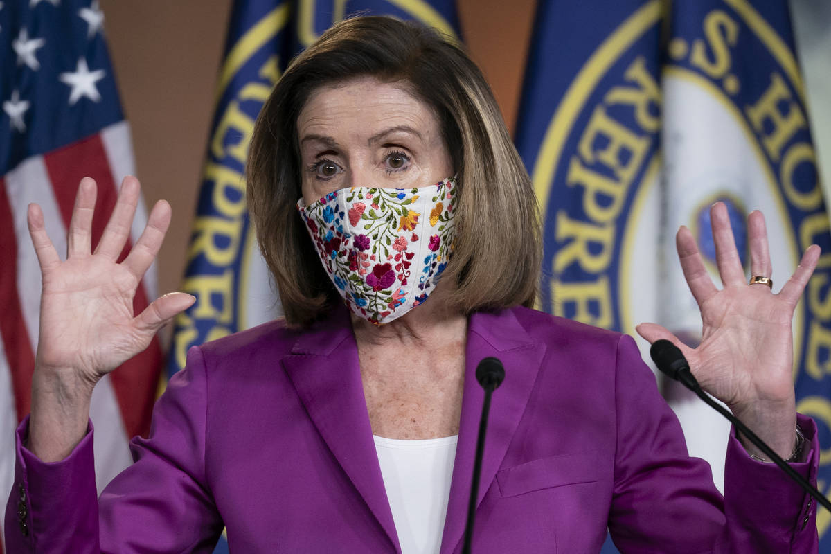 Speaker of the House Nancy Pelosi, D-Calif., holds a news conference on the day after violent p ...
