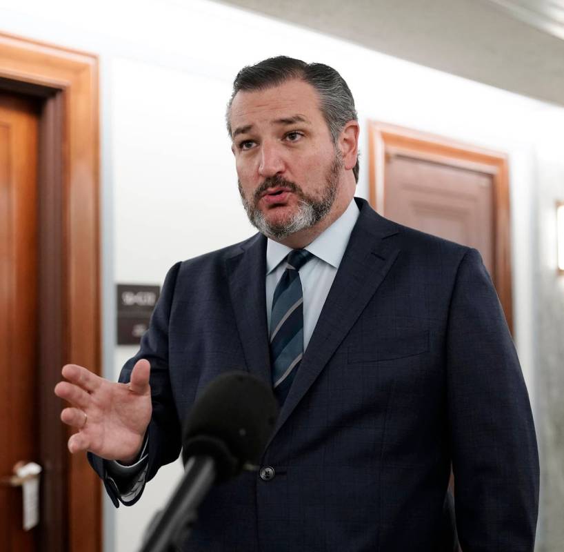 Sen. Ted Cruz, R-Texas, arrives and speaks to the media before for a Senate Judiciary Committee ...