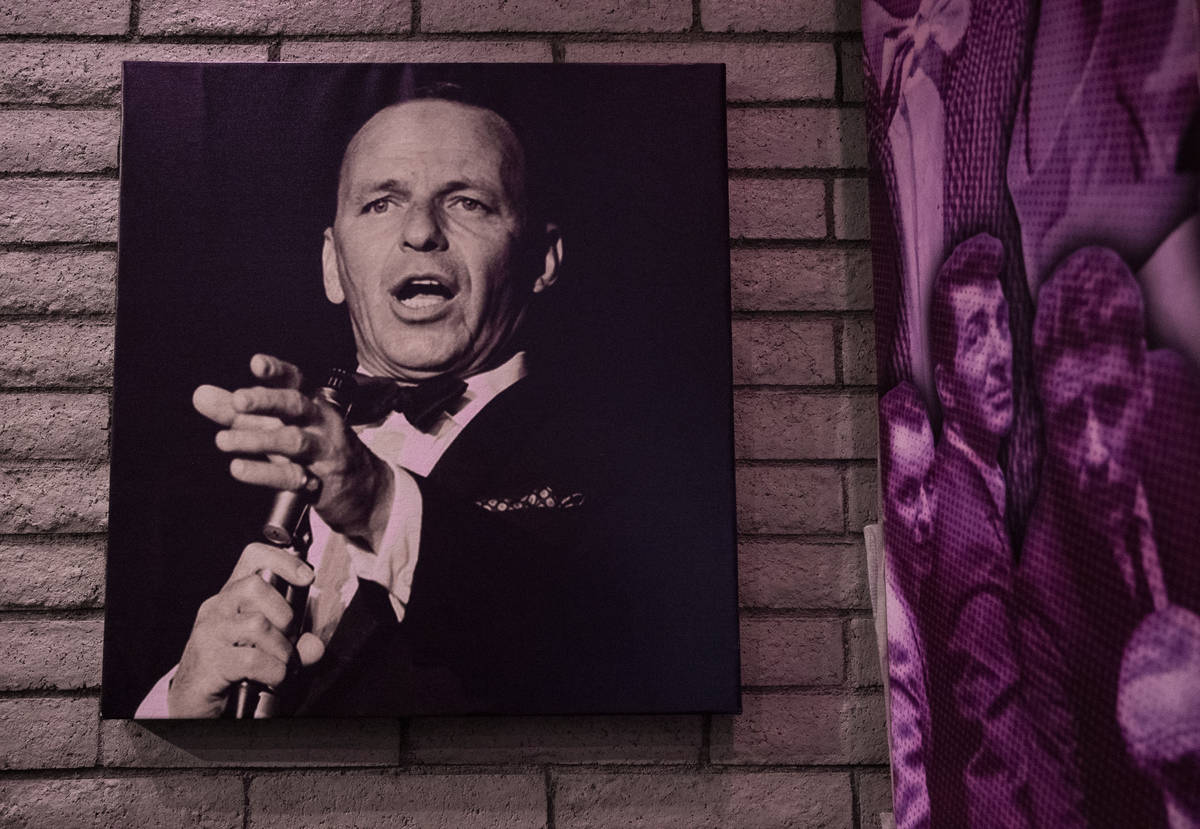 A print of Las Vegas icon Frank Sinatra, a frequenter of Bootlegger Bistro, hangs in the dinnin ...