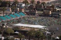 The Las Vegas Village festival grounds on the Las Vegas Strip Monday, Oct. 2, 2017, after a gun ...