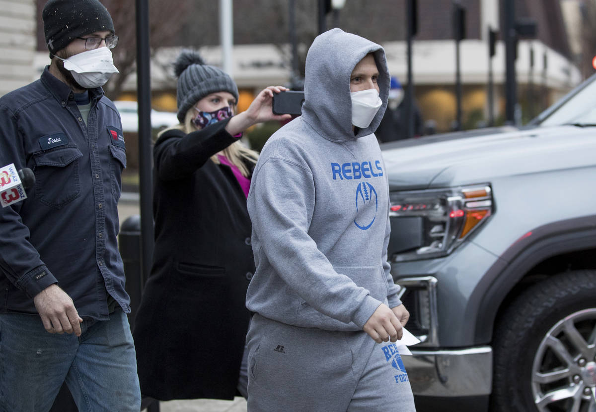 West Virginia Delegate Derrick Evans exits the Sidney L. Christie U.S. Courthouse and Federal B ...