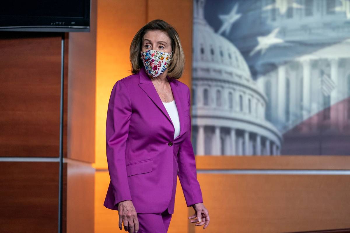 Speaker of the House Nancy Pelosi, D-Calif., holds a news conference on the day after violent p ...