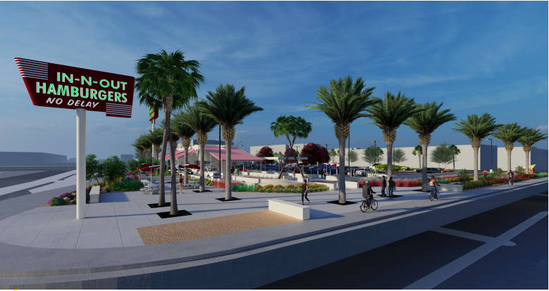 A rendering of an In-N-Out Burger slated to be built across the street from Allegiant Stadium i ...