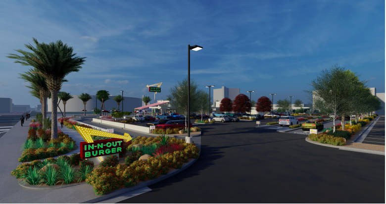 A rendering of an In-N-Out Burger slated to be built across the street from Allegiant Stadium i ...