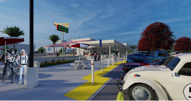 A rendering of an In-N-Out Burger slated to be built across the street from Allegiant Stadium i ...