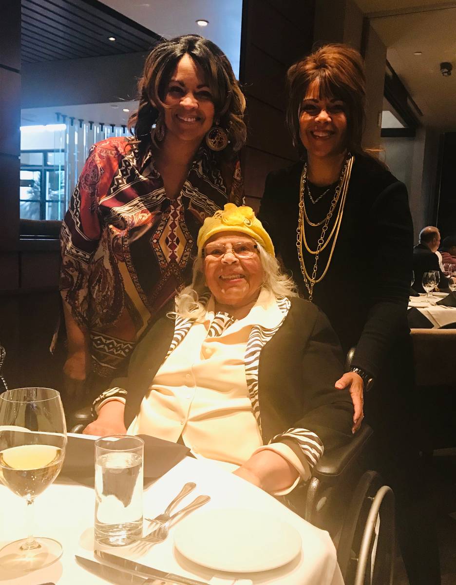 Barbara Tinch, then 86, with her daughters Diana, left, and Lisa during Thanksgiving 2019. Barb ...