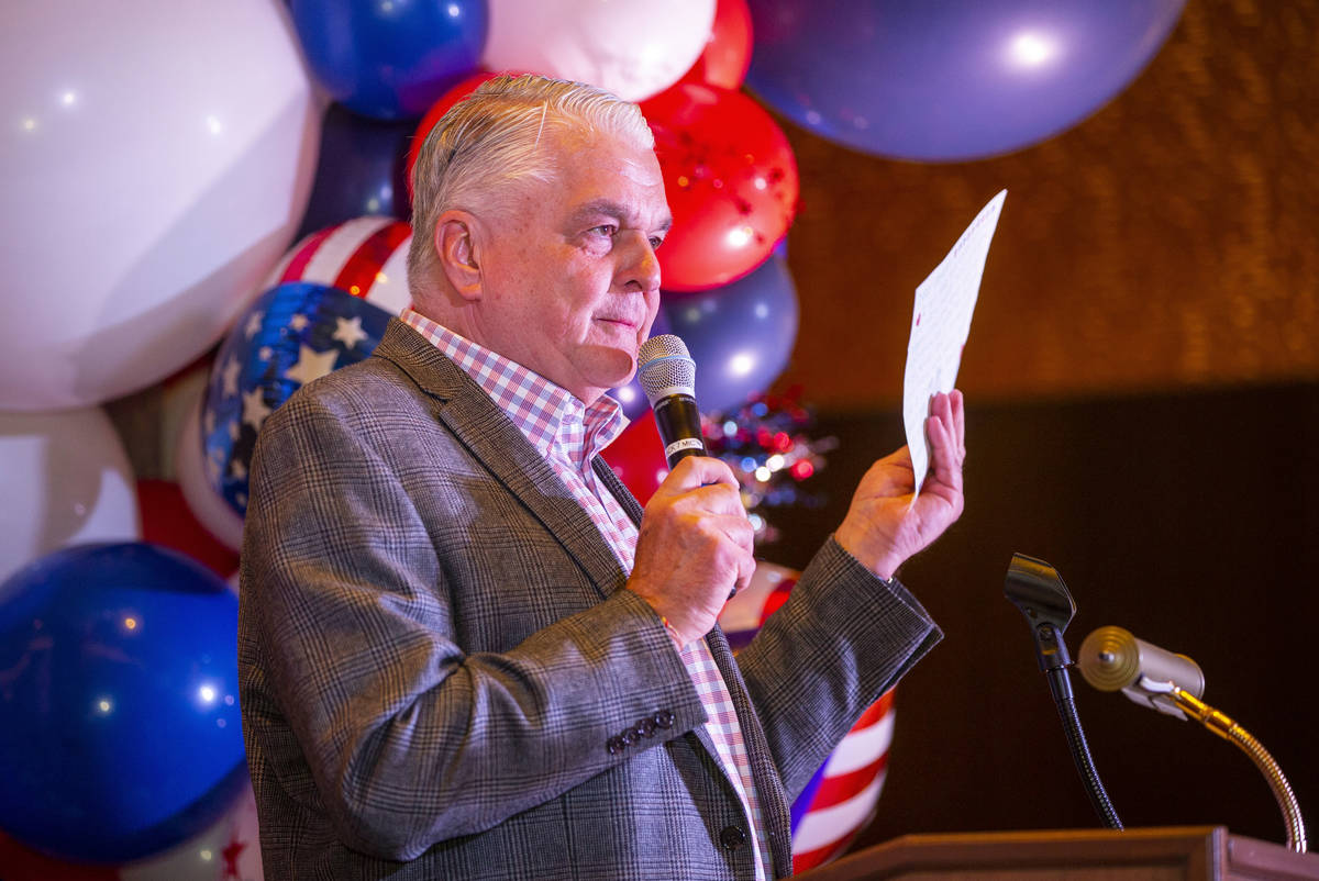 Governor Sisolak offers up a letter he received earlier in the day as he honors wounded veteran ...