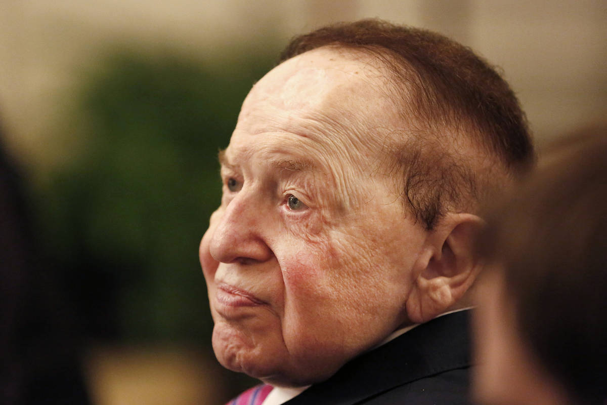 Sheldon Adelson watches President Donald Trump present his wife, Miriam, a Presidential Medal o ...