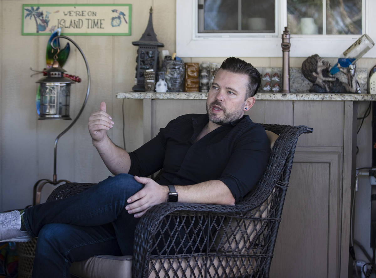 Ethan Bondelid, 40, talks about his slain father, Alan Bondelid, 70, at his father's Las Vegas ...