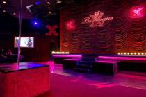 The socially distant stage for "X Burlesque" at Flamingo is shown on Thursday, Jan. 9, 2021. (S ...