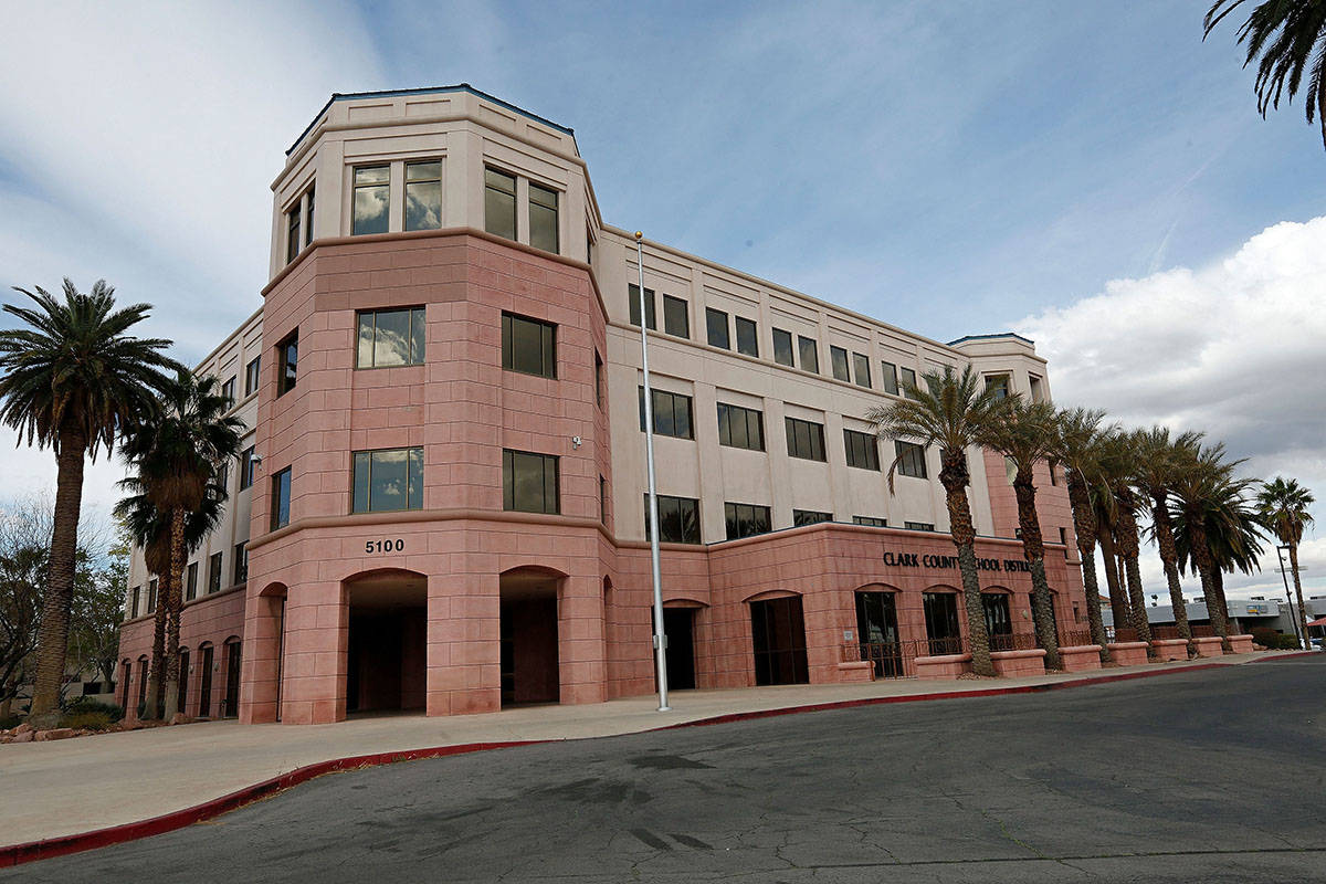 Clark County School District Administrative Center is seen in Las Vegas, Saturday, March 14, 20 ...
