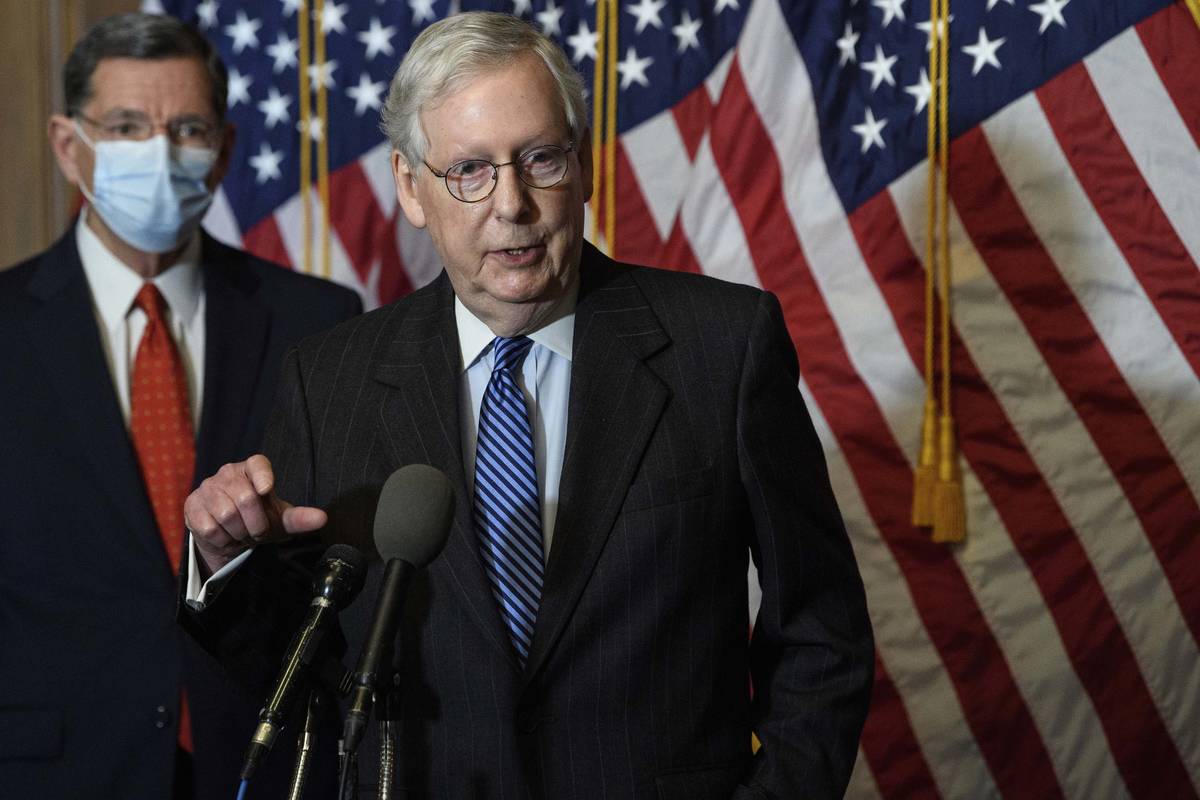 FILE - In this Tuesday, Dec. 15, 2020, file photo, Senate Majority Leader Mitch McConnell, of K ...