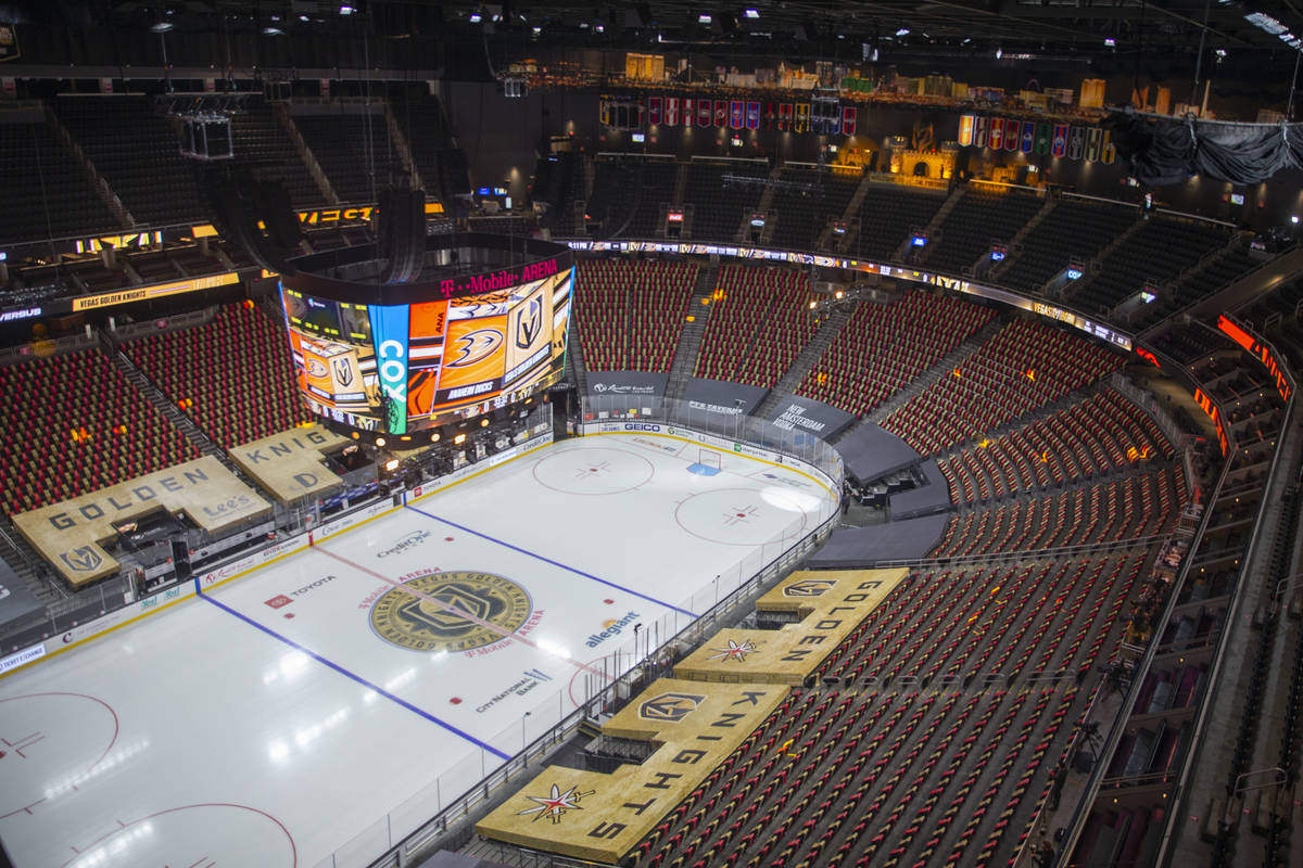A look inside of T-Mobile Arena before an NHL season-opening game between the Vegas Golden Knig ...