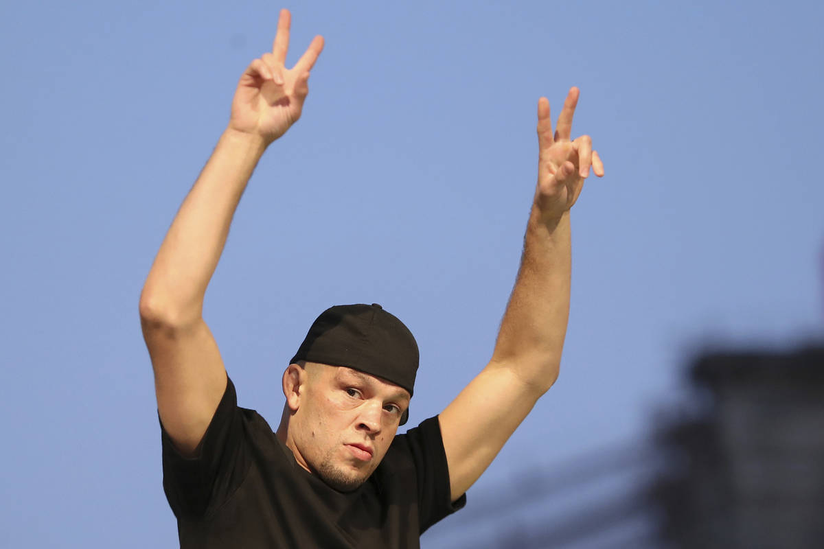 FILE - Nate Diaz is seen at a news conference for the UFC 244 mixed martial arts event in New Y ...
