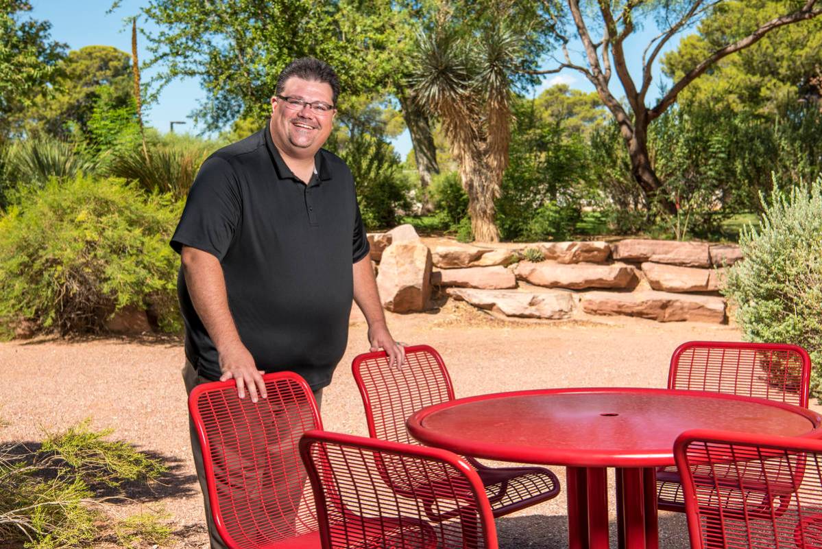 Brian Labus poses for a photo outside of the Bigelow Heath Sciences Building on the campus of U ...