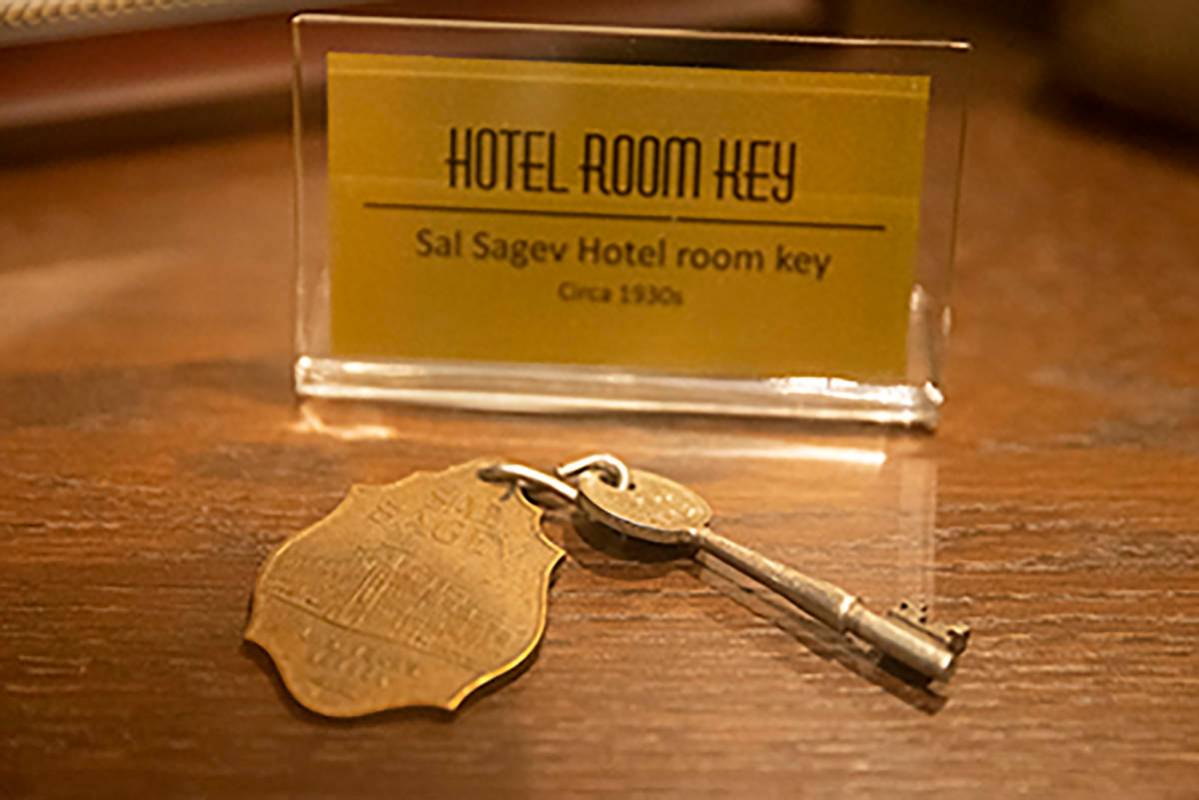 A hotel room key from the 1930s is displayed at Golden Gate hotel-casino in Las Vegas, on Frida ...