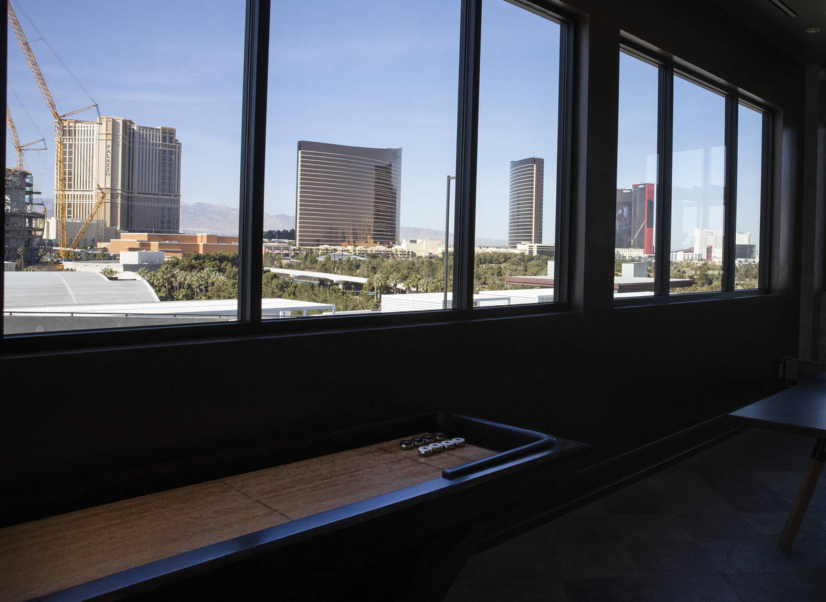 The Las Vegas Strip is seen from the rooftop playroom of Elysian at Hughes Center, an apartment ...