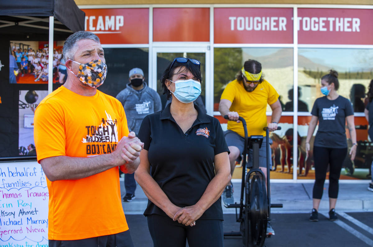 Co-owners Cory Drumright, left, and Alona Burns welcomes all as Tough Mudder Bootcamp Las Vegas ...