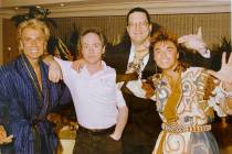 Siegried Fischbacher, Teller, Penn Jillette and Roy Horn are shown backstage at The Mirage in 1 ...