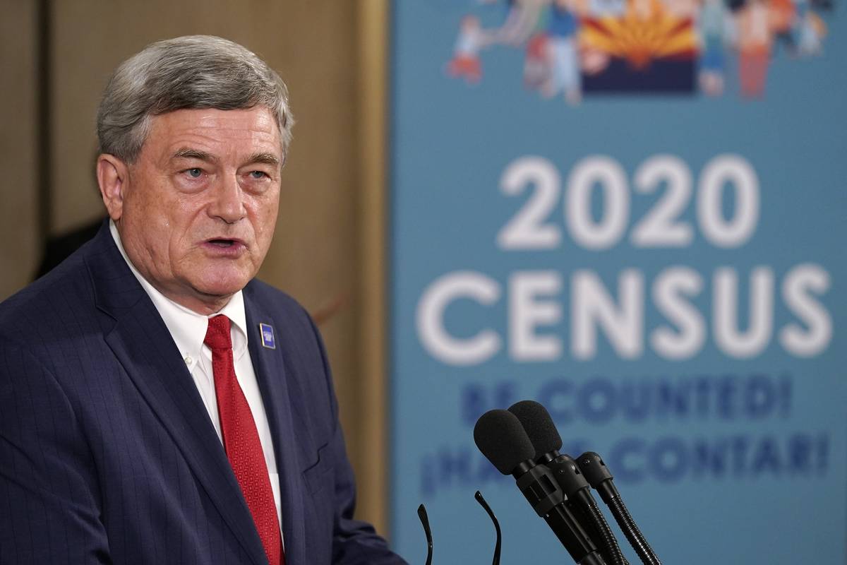 U.S. Census Director Steven Dillingham speaks as he joins Arizona Gov. Doug Ducey as they hold ...