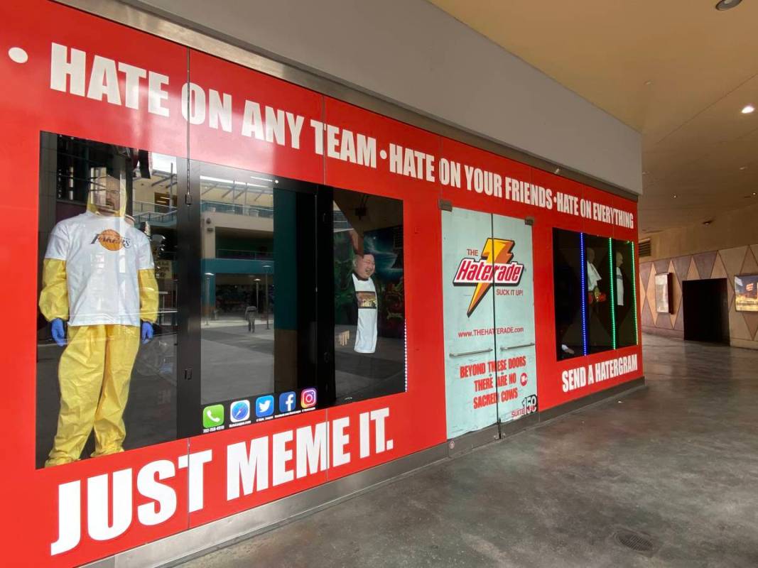 The new Haterade souvenir shop at Neonopolis is shown on Tuesday, Jan. 19, 2021. (John Katsilom ...
