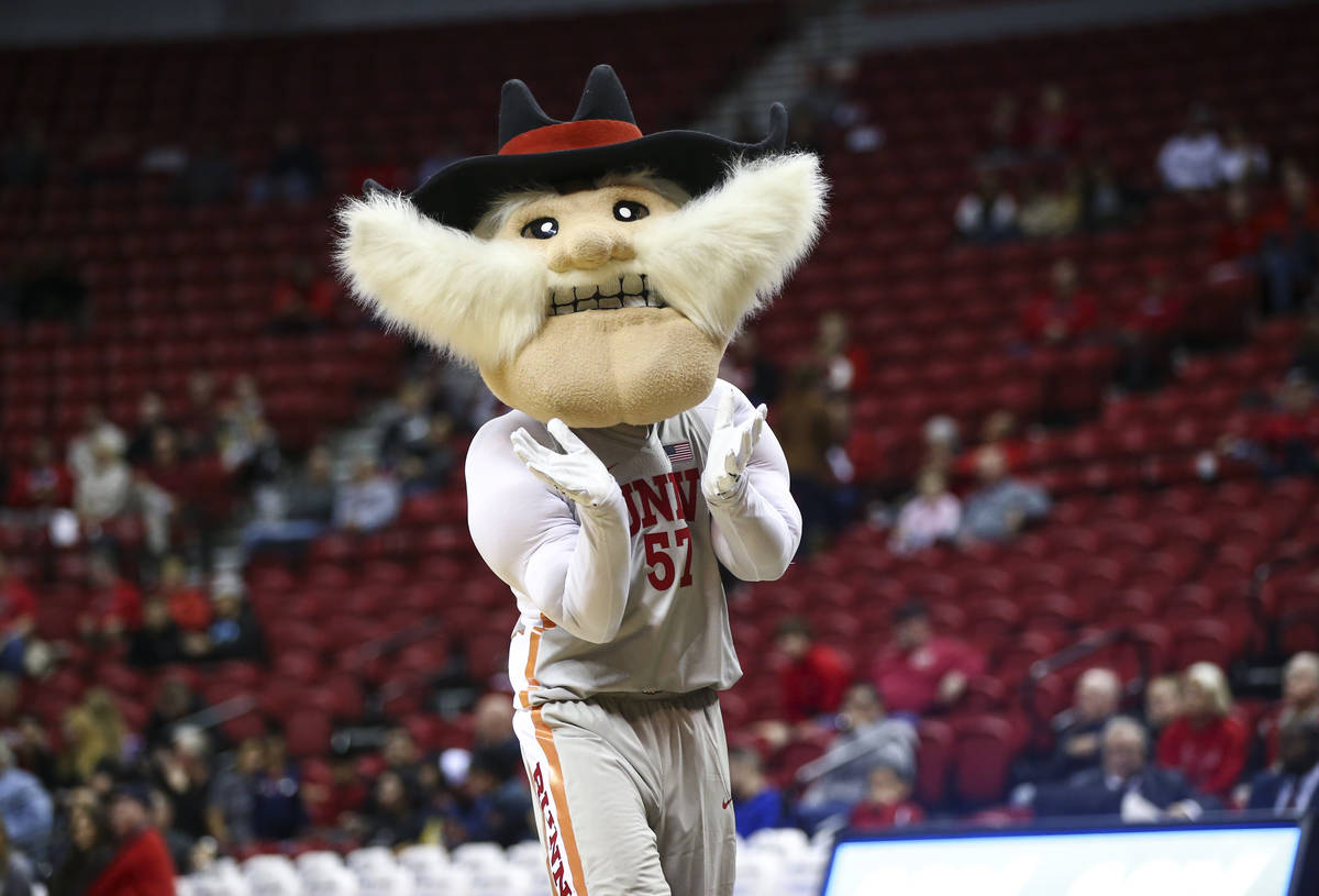 Hey Reb! entertains fans during the second half of a basketball game between UNLV and UC Rivers ...